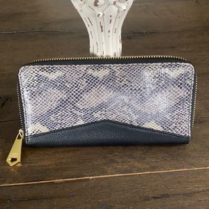 Aimee Kestenberg Large Leather Travel Wallet Snakeskin Print